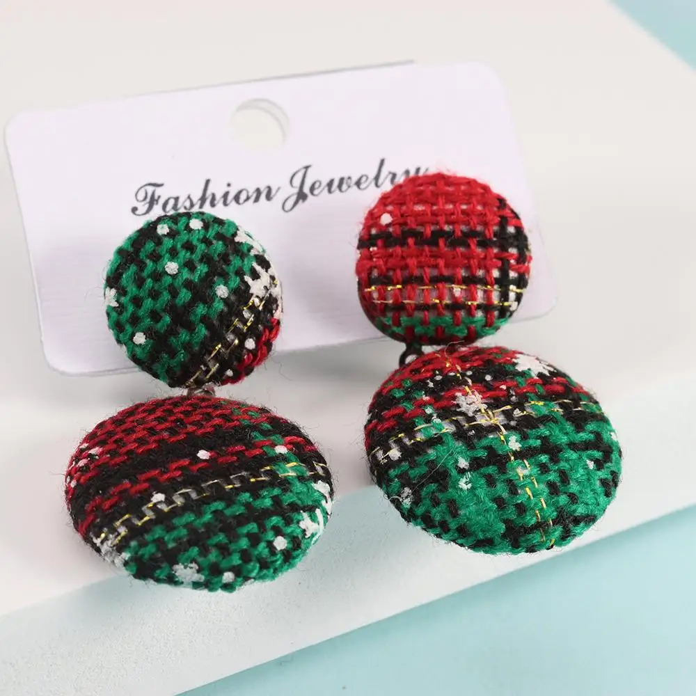 Осенне-зимние новые винтажные бархатные длинные висячие серьги с пуговицами