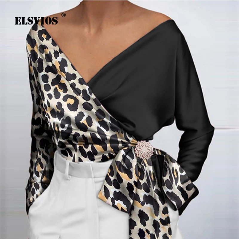 

Женская блузка с длинным рукавом, глубоким V-образным вырезом и шнуровкой