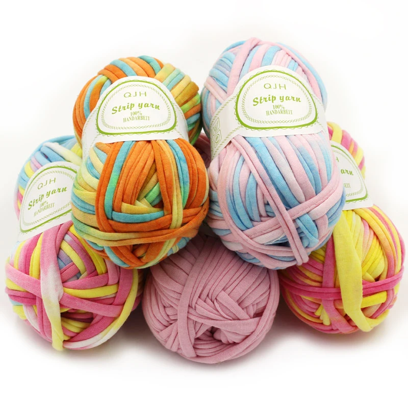 

QJH Brand Soft Thick Yarn For Knitting Carpet Hot Sale Handbag Big 8-10mm Crochet Cloth Fancy Yarn lanas para tejer 100g/lot