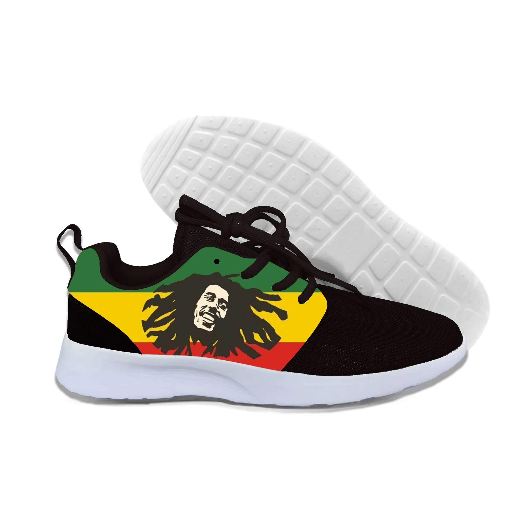 Мужская повседневная обувь из сетчатого материала, на шнуровке, на заказ, Bob Marley удобная модная мужская Обувь На Шнуровке Для Взрослых