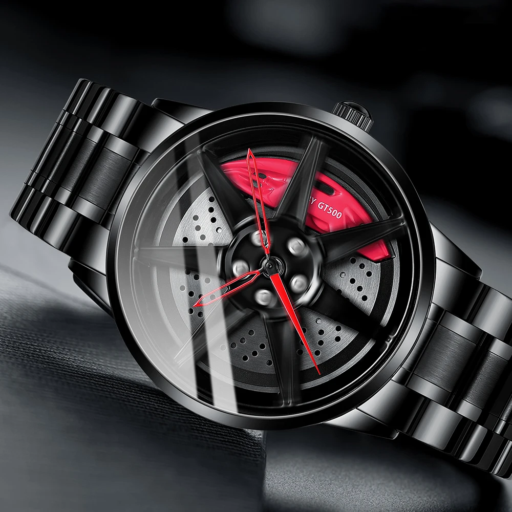 Оригинальные наручные часы с колесным ободом для спиннинга кварцевые из