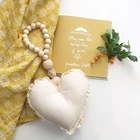 Скандинавский Декор для дома для детей, украшение в форме звезды, Луны, хлопковые деревянные бусины, кисточки, подвесные украшения для детской комнаты, декор для детской комнаты