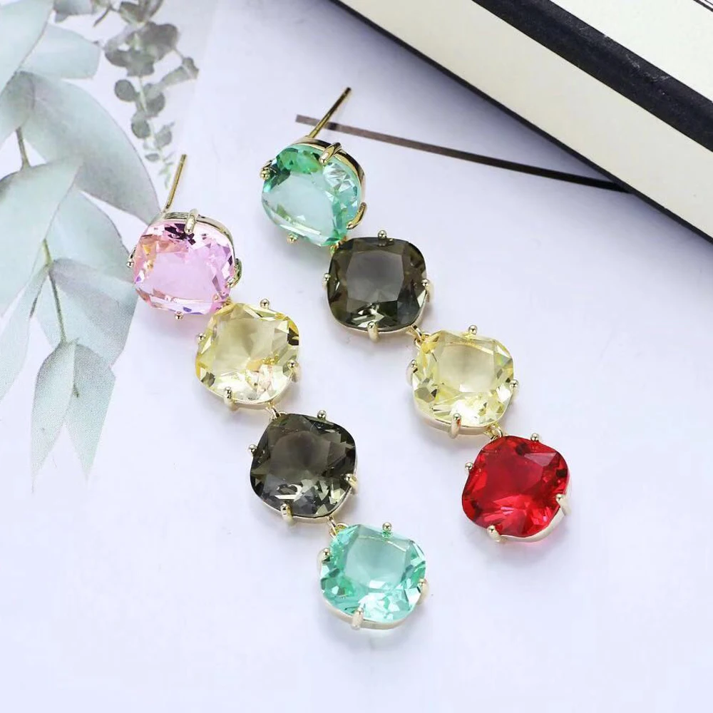 Модные изысканные дизайнерские серьги HIBRIDE с разноцветными фианитами для женщин