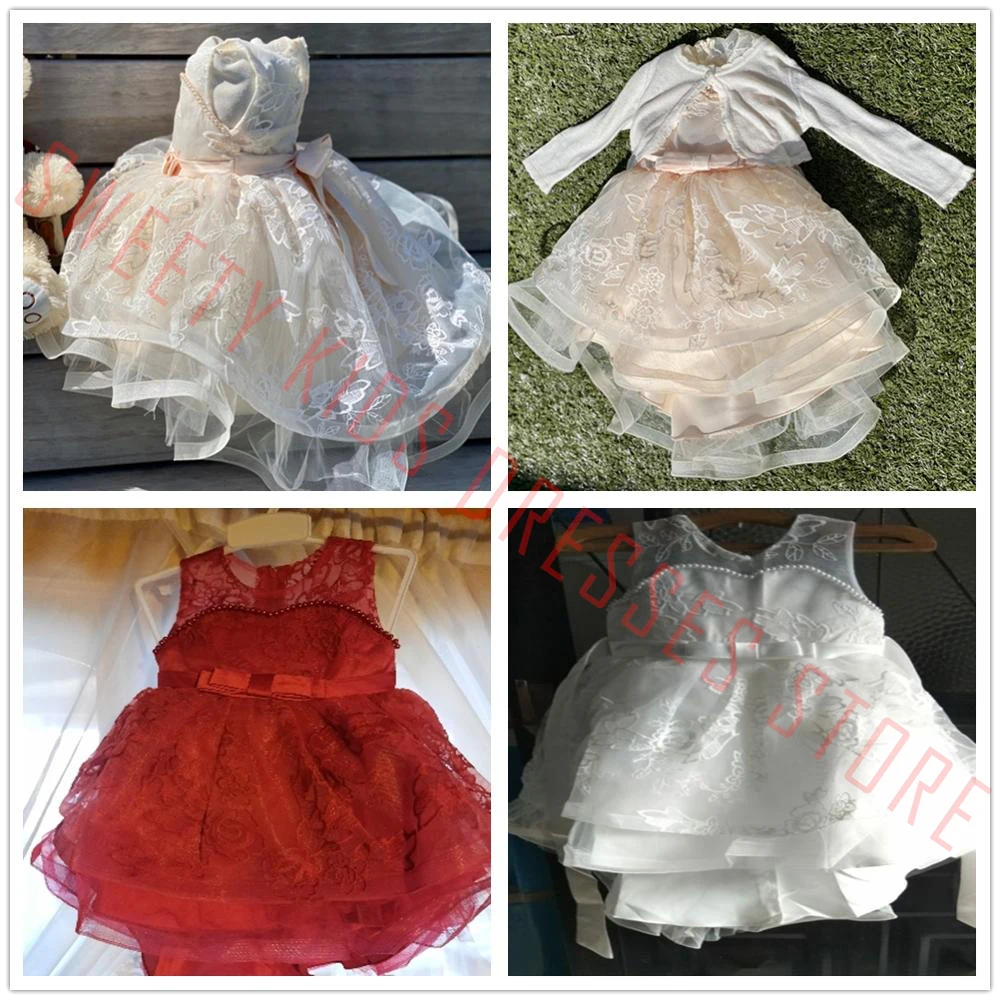 Infant Trailing White Baby Girls Christening Gowns Dresses Newborn Baby Baptism Clothes Princess Lace 1st Year Birthday Dress images - 6