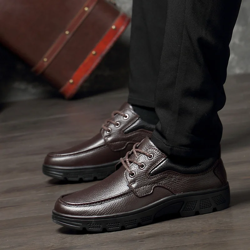 Размер 36-50 2019 г. Зимняя мужская хлопковая обувь больших размеров кожаная уличная