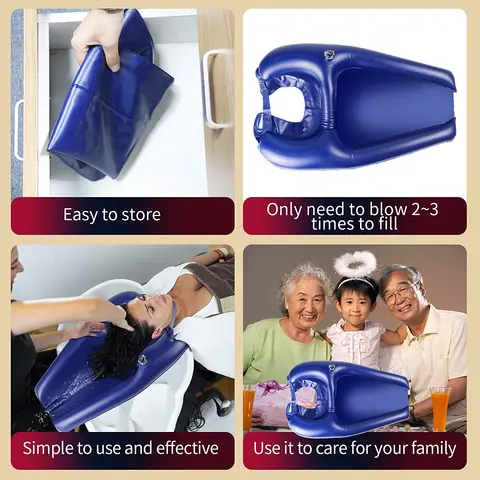 Портативная надувная раковина для шампуня из ПВХ, легкая раковина для мытья волос, складной парикмахерский лоток для головы для пожилых людей с ограниченными возможностями