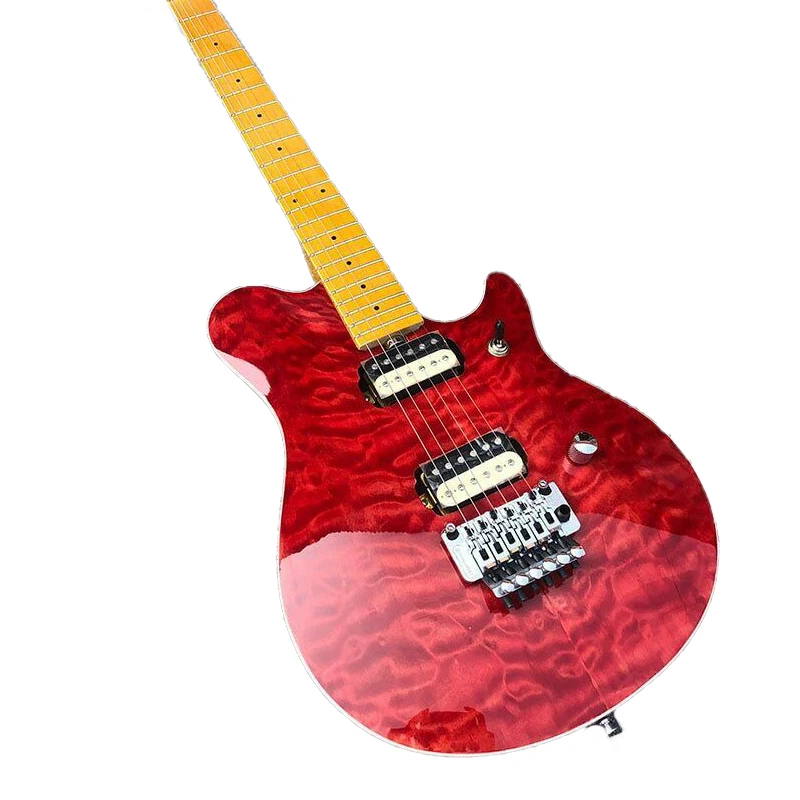 

New High Quality 6 Strings Custom Red Electric Guitar Solid Mahogany body Quilted Maple Top FR Bridge HH Pickups