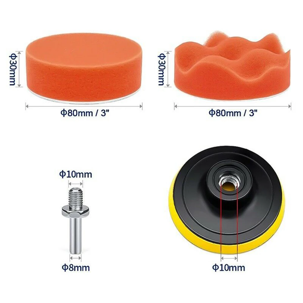 11pcs auto pad drilling polishing sponge kit waxing set 3&quot/80mm Waxed foam seal set|Губки для ваксы| |