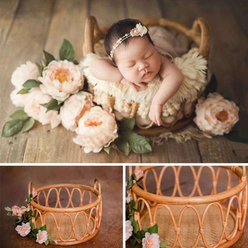 Newborn Photography Props Furniture Rattan Chair Bed Baby Photography Basket Baby Photoshoot Accessoires Photo Bebe Baby Memory