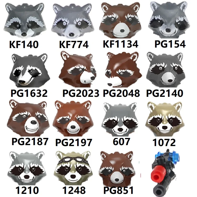 

Building Blocks Heroes Series Brick Animal Characters Raccoon Action Figures Educational Toys Head For Children Collections