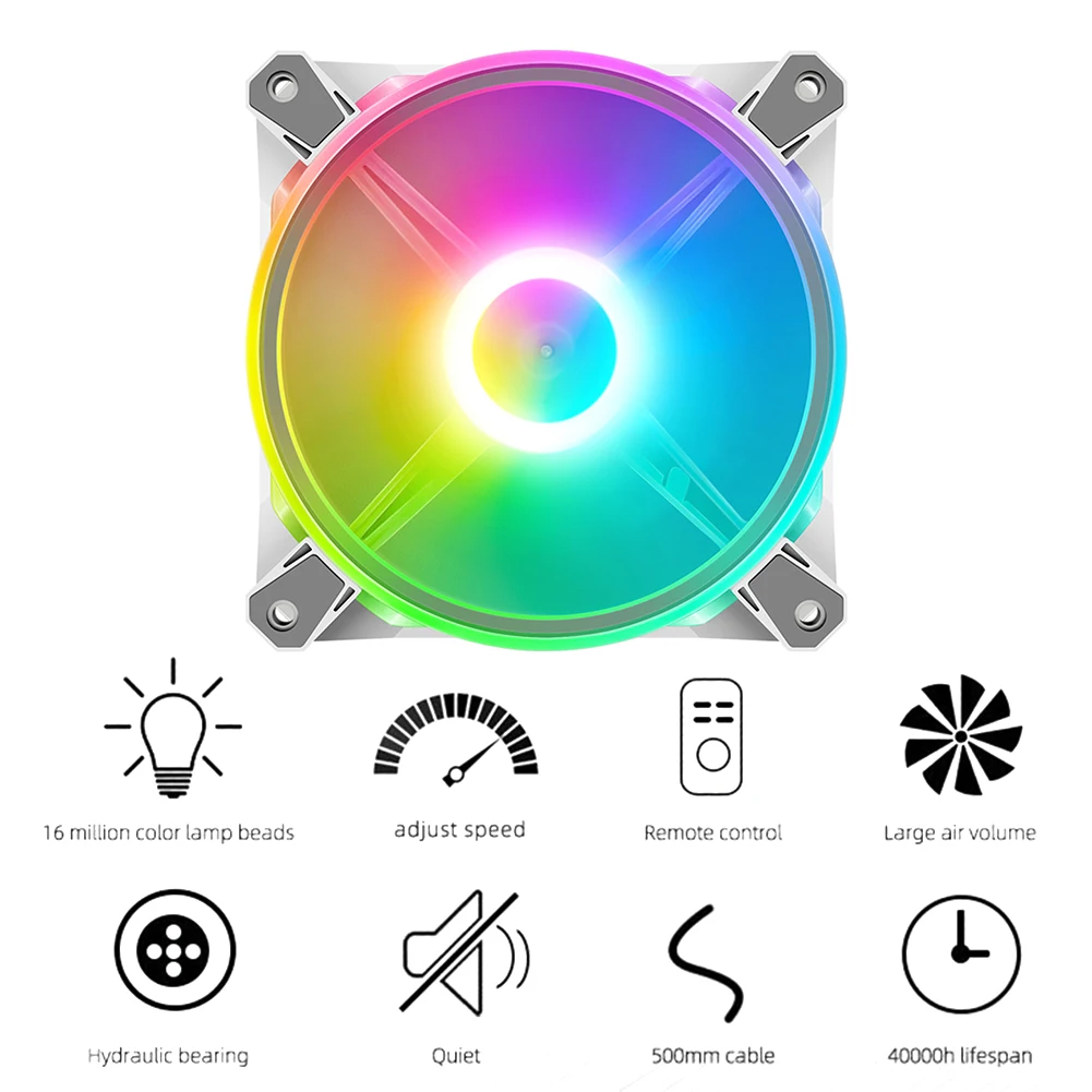 Кулер CoolMoon с гидравлическими подшипниками 16 светодиодов RGB 12 см 4-контактным