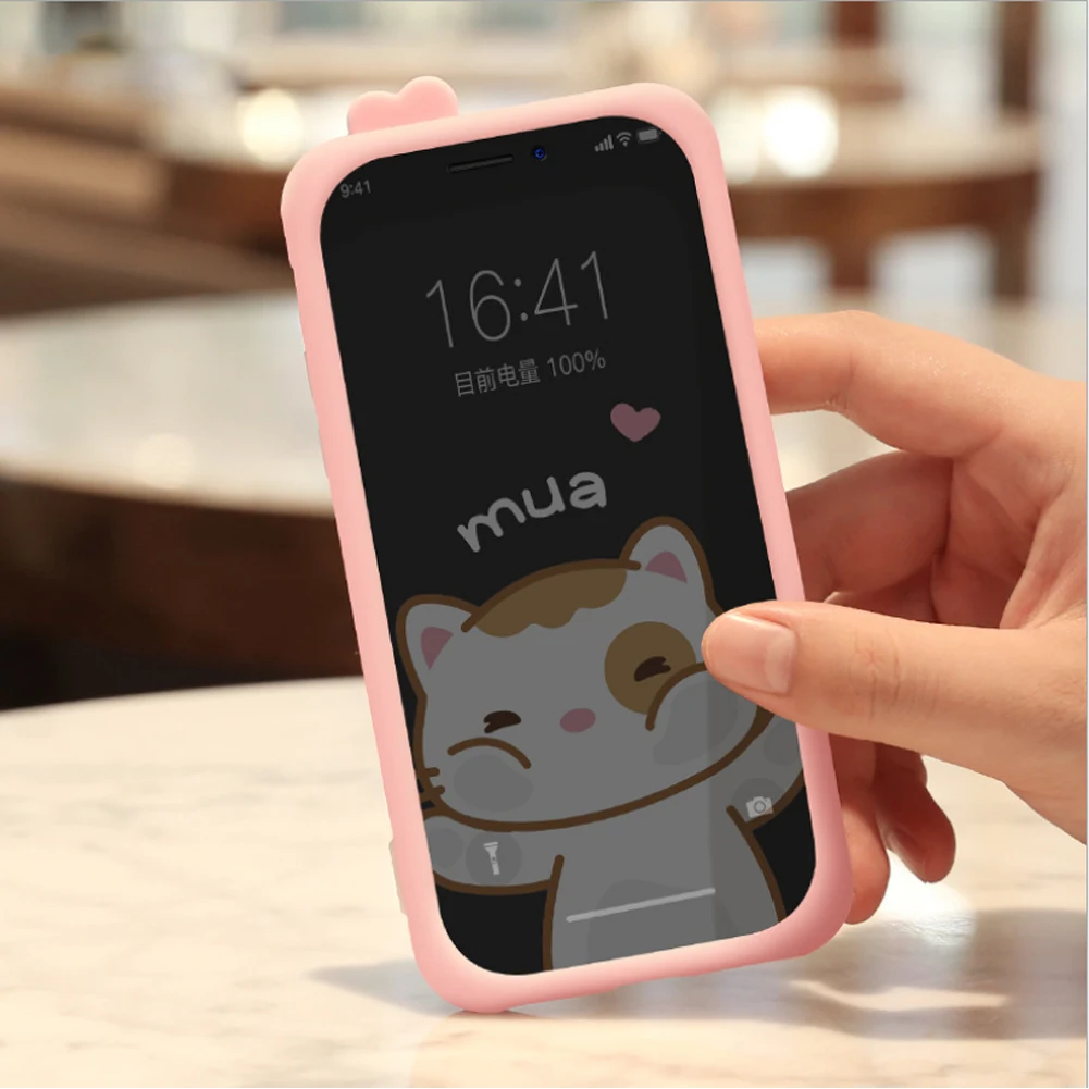 Мультяшный силиконовый чехол-держатель для iPhone 11 Pro Max Cat Форма Настольная