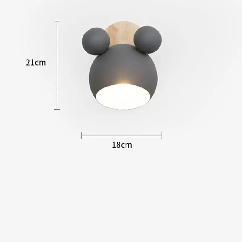 

Creative Mickey Wooden Simple wall light Reading Bedroom Bedside Lighting study Children room wall lamp