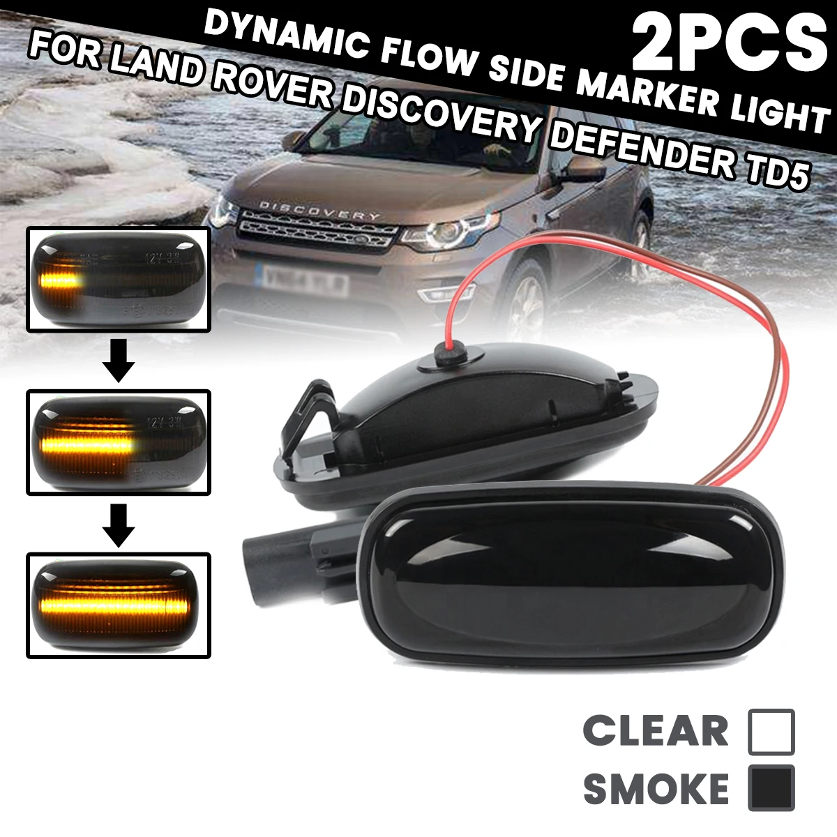 

1 пара плавающих боковых габаритных ламп, динамический Светодиодный Боковой ретранслятор, индикатор дневсветильник для Land Rover Discovery Defender TD5