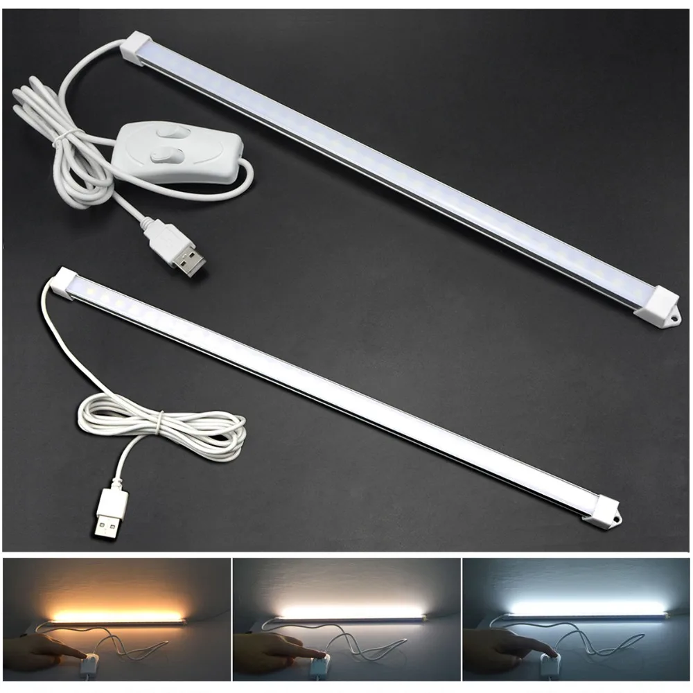 

Portable USB LED Cabinet Light DC 5V Hard wall lamp tube Reading Desk light with button switch on/off For Kitchen Night Lighting