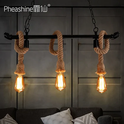 Люстра из пеньковой веревки в стиле ретро ностальгическая длинная декоративная