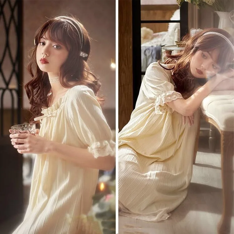 

2021 Summer Plus Size Nightgowns For Women Lace Sexy Women's Sleepwear Short Sleeve Female Nightwear