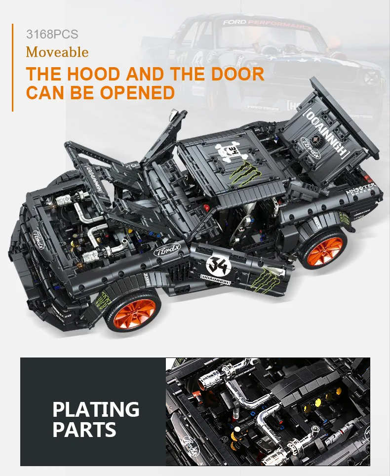 Yeshin 20102 1:8 Technic машинки Mustang Hoonicorn V2 набор сборных игрушечные модели автомобилей Детские Рождественские подарки строительные блоки кирпичи