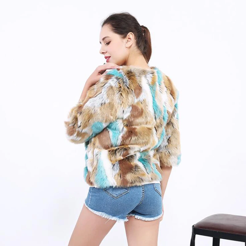 Зимняя шикарная камуфляжная шуба из искусственного кроличьего меха куртка норки