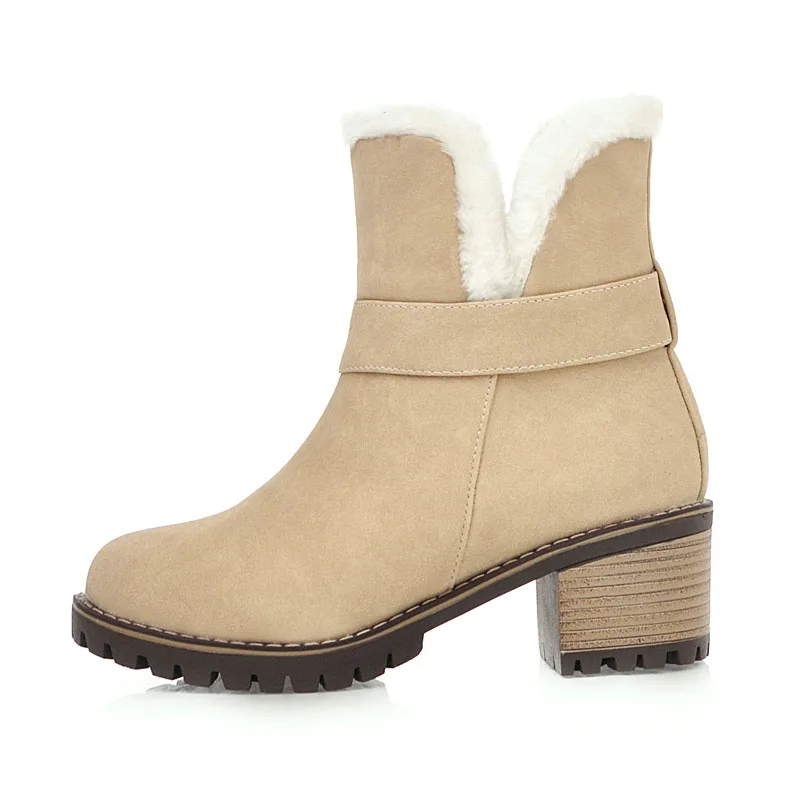 RIZABINA/женские зимние ботинки теплая зимняя обувь на толстом меху женские