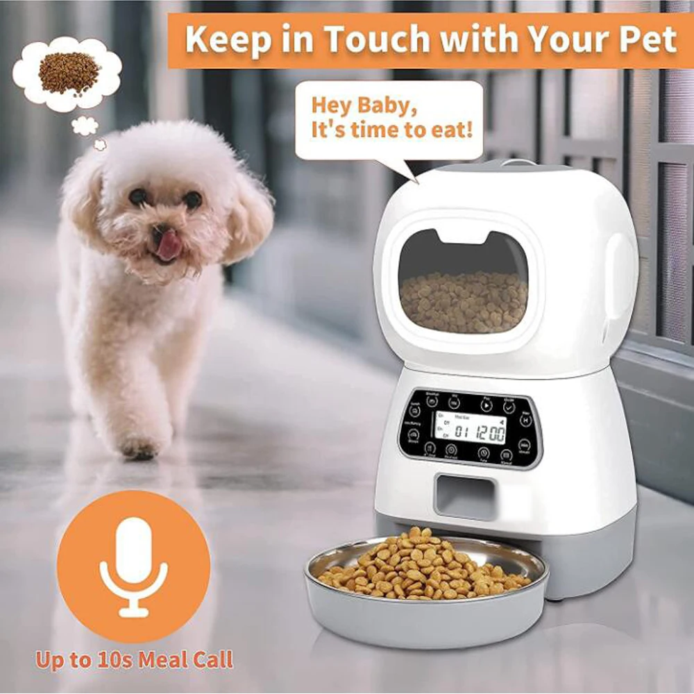 Automatic Pet Feeder Dog Bowl 3L Food Dispenser Vending Machine Large Cat 4 Meal Voice Recorder &ampTimer | Дом и сад