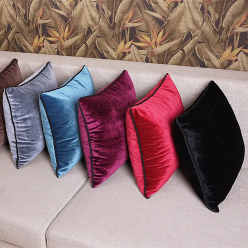 Однотонная черная искусственная мягкая бархатная наволочка чехол для подушки