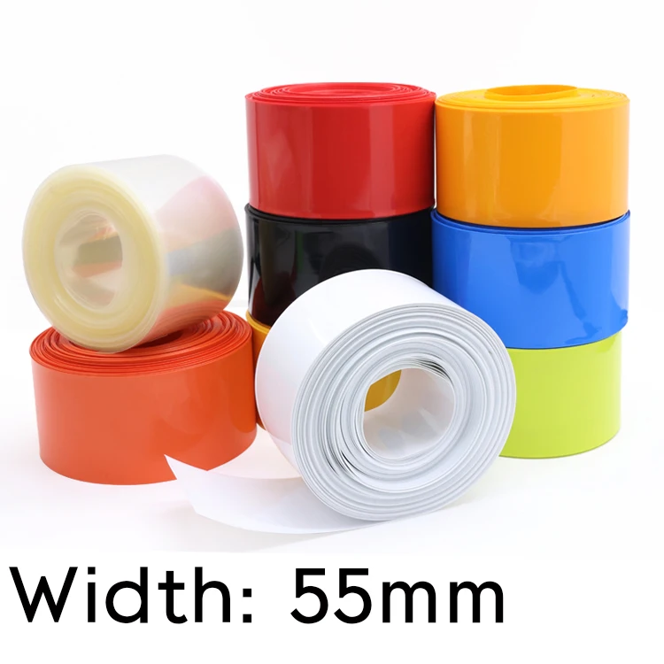 

Width 55mm (Diameter 35mm) Lipo Battery Wrap PVC Heat Shrink Tubing Insulated Case Sleeve Protection Cover Flat Pack Colorful