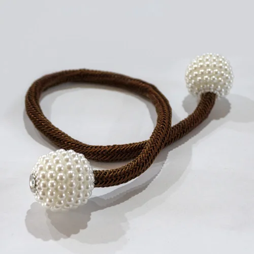 Brown NAPEARL 1 шт. подхваты универсальные шторы веревки домашний декоративный магнит звеньевая нить жемчужный дизайн сплошной цвет стиль капли белый - Цвет: Brown