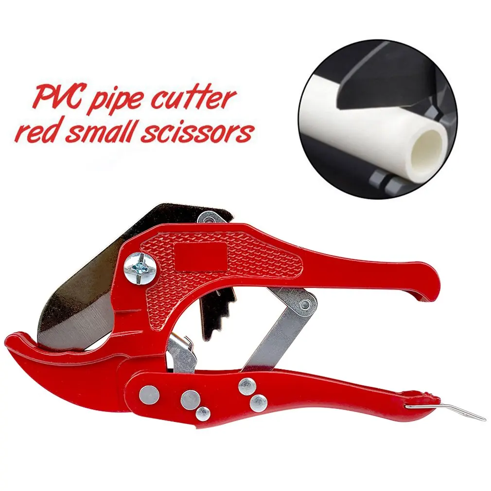 

PVC Aluminum Plastic Pipe Water Tube Tubing Hose Cutter Scissor Knife Cut Ratchet Plumbing Tool Hand Tool Red 1pc 42mm PE