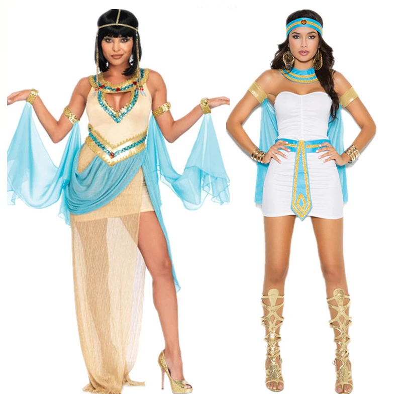

Ladies White Greek Goddess Costume Women Sexy Arabic Prince Fancy Dress Female Egyptian Costume for Halloween Party Dress