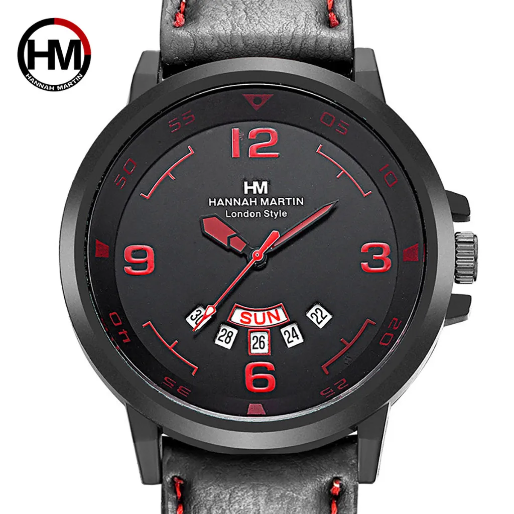 Мужские часы с хронографом модные классические спортивные кожаным ремешком и