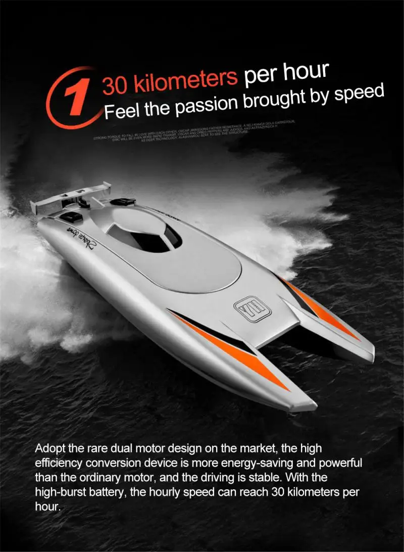

2.4G RC Boats Remote Control High Speed Electronic Racing Boat High Speed 24Ghz Children Competition Yacht Water Toys Kids Gifts