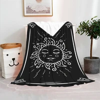 custom diy throw blanket black witch skull sun moon divination fleece blankets personalized blankets bedclothes