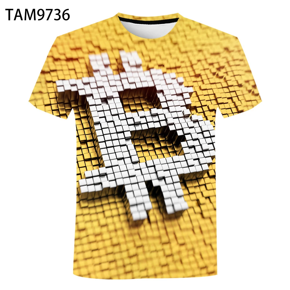 

Youth Summer New Fashion Creative T-shirt Harajuku Street Bitcoin 3D Boys Girls Spring and Summer Men Tees Casual Short Sleeve