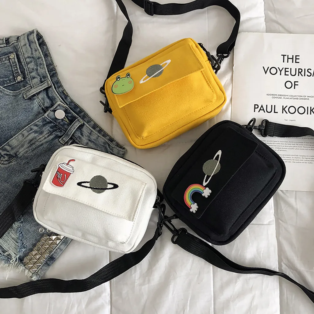 15 # женская модная Холщовая Сумка с планетой Студенческая сумка мессенджер на