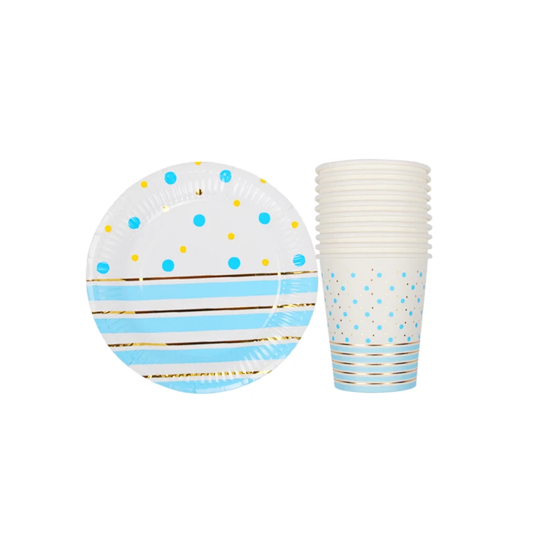 20 шт./компл. цветные бумажные стаканы в полоску и тарелки украшение на свадьбу