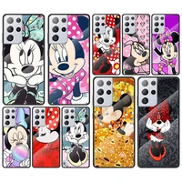 disney minnie mouse cute for samsung galaxy s21 ultra plus a72 a52 4g 5g m51 m31 m21 luxury tempered glass phone case cover
