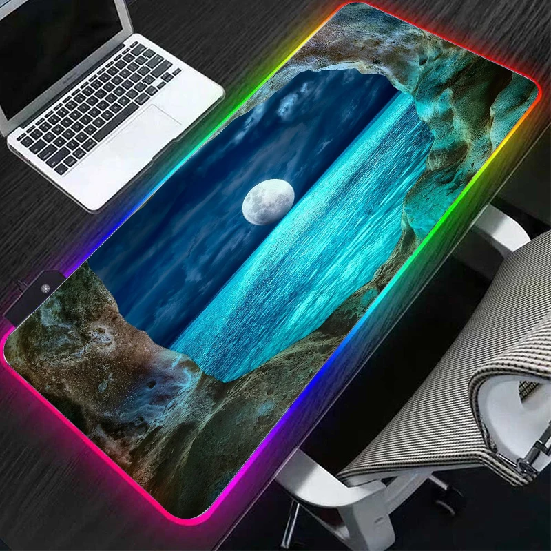 Купить RGB large mouse pad moon landscape highdefinition mouse