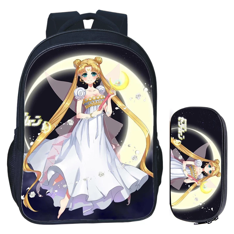 

16inch Sailor Moon School Bag for Kids Girls Backpack Children School Sets Pencil Bag Toddler Schoolbag