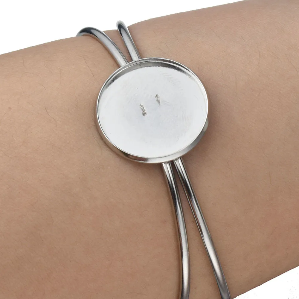 Регулируемый браслет из нержавеющей стали круглое пустое основание подходит для