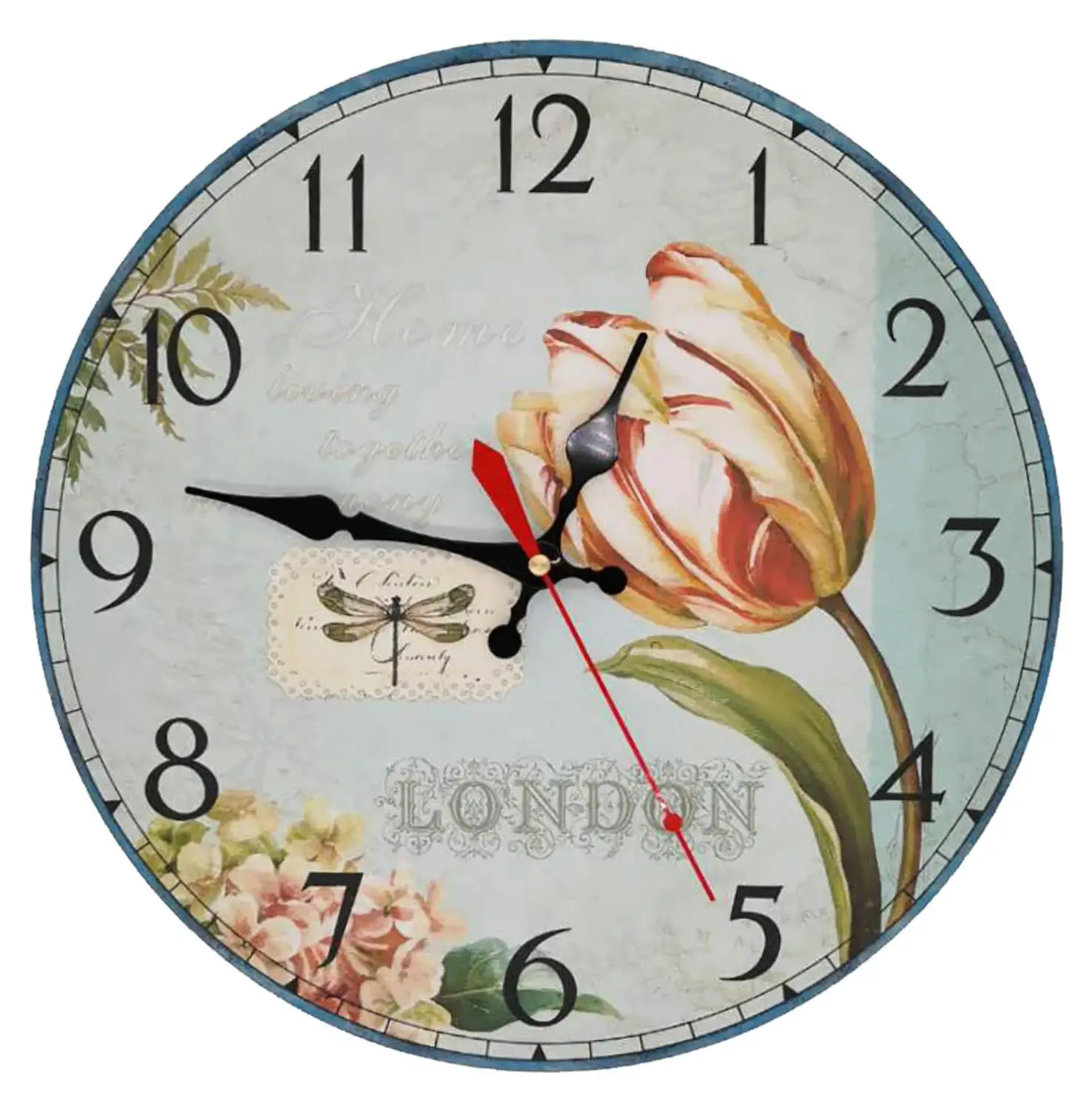 Ретро деревянный настенный Clock 12inch кварцевый тихий большой винтажный