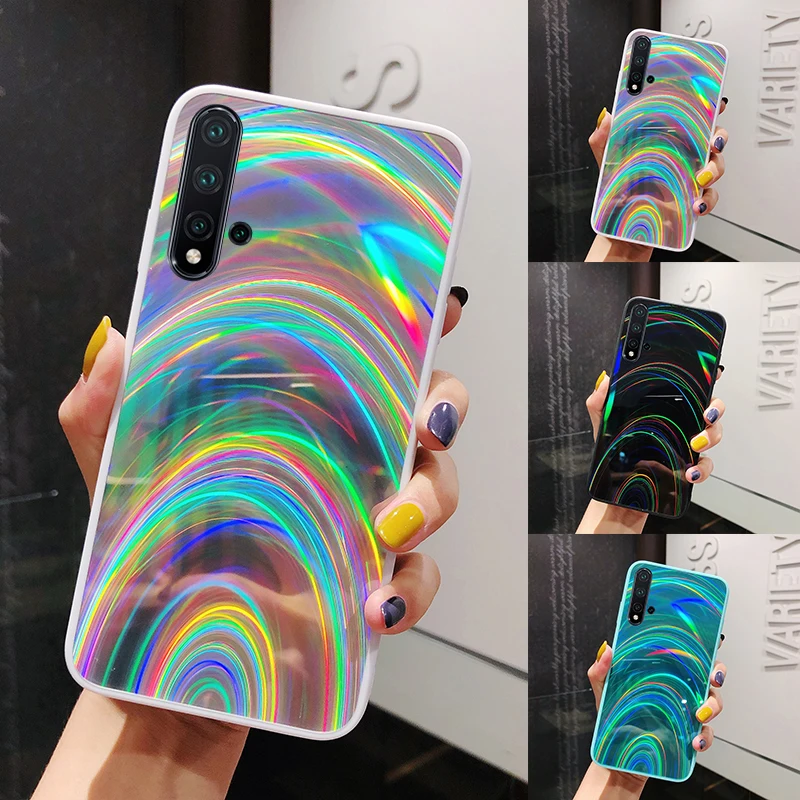 lovecom colorful rainbow laser mirror phone case for xiaomi redmi note 10 9 pro 10s 9s 8 mi poco x3 pro nfc m3 soft back cover free global shipping