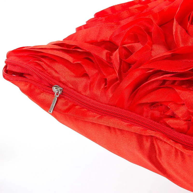 

Simulation Flower Cushion Covers Home Decor Three-dimensional Silk Rose Satin Pillowcase For Sofa Bed Throw Pillow Case