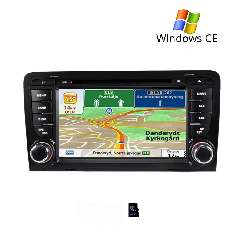 2 din Navi Автомагнитола для Audi A3 2002-2011 Автомобильный мультимедийный dvd-плеер gps Навигация стерео для Audi 8P A3 Авторадио 8P1 экран - Цвет: Wince with map
