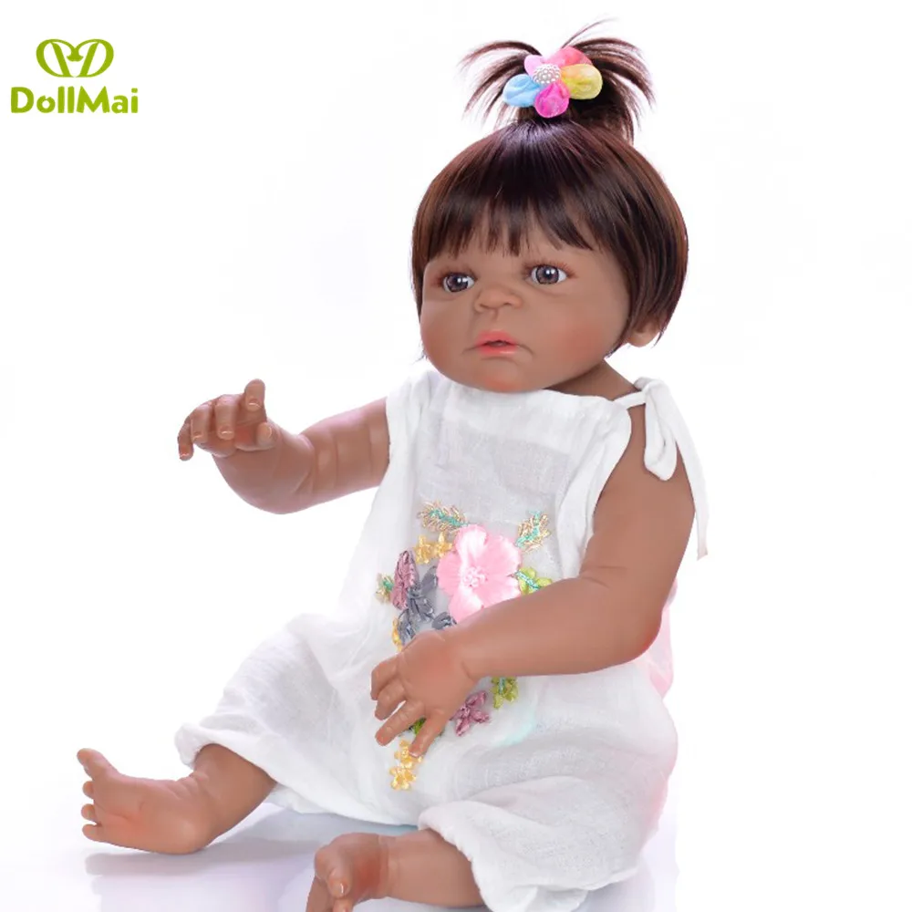 55 см силиконовая кукла Reborn Baby 22 дюйма черная кожа новорожденная девочка