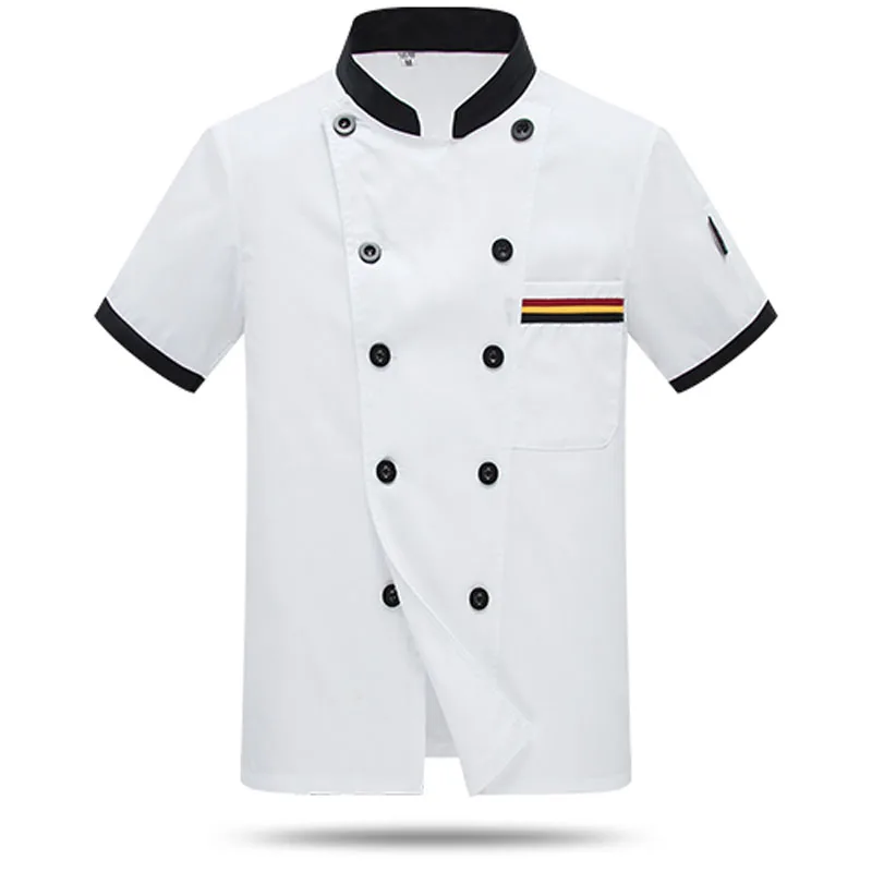 White short sleeve На заказ, мужская униформа шеф-повара, рубашка, печать логотипа, высокое качество,, мясник, хлебобулочная, еда, обслуживание, верхняя одежда - Цвет: White short sleeve