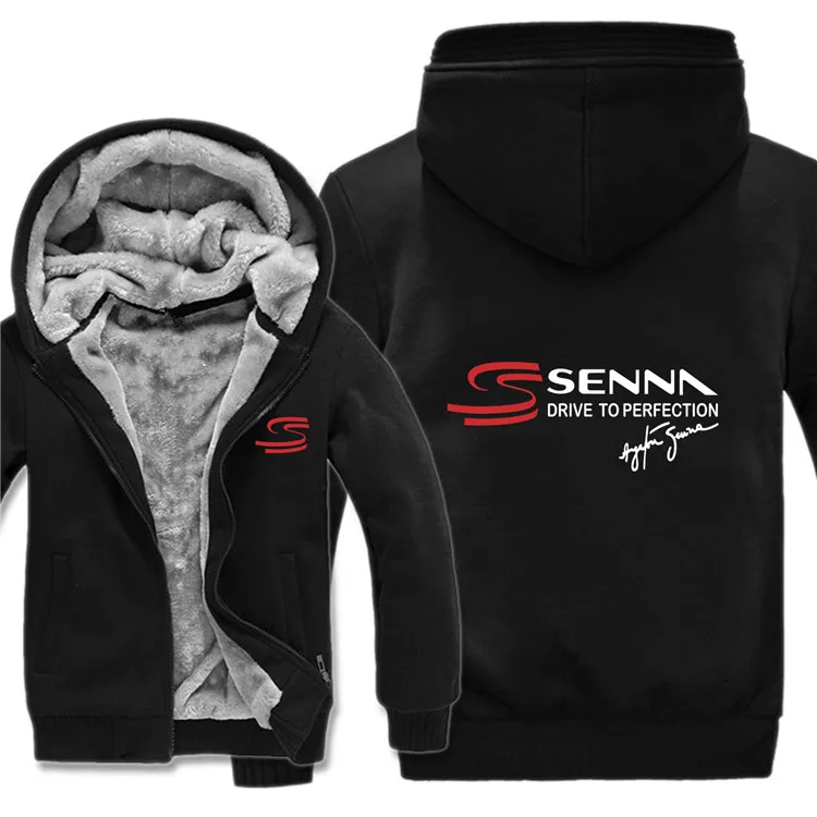 Ayrton Senna толстовки куртка мужская зимняя мужская повседневная шерстяная подкладка флис утолщаются Ayrton Senna толстовки с капюшоном