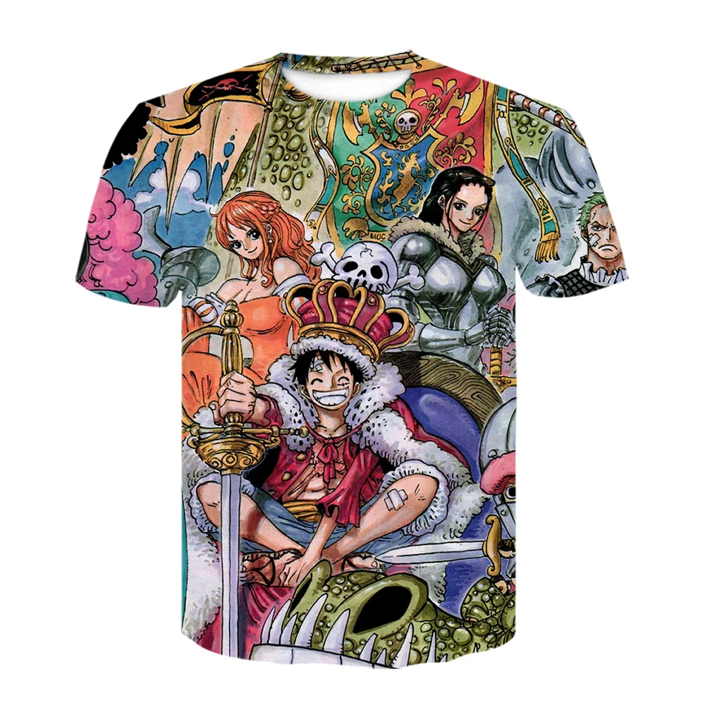 Футболка Luffy цельный повседневный мужской уличная одежда с круглым вырезом для
