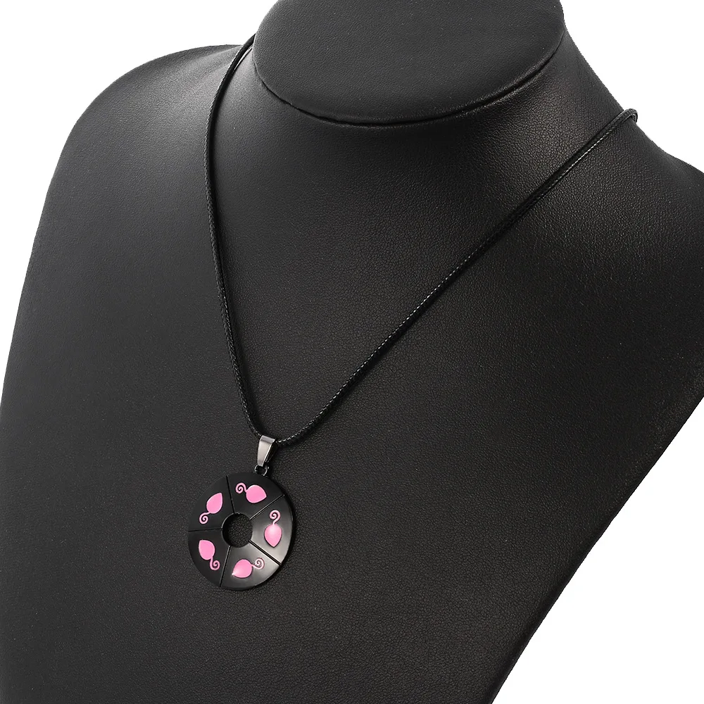 

Miracle Ladybug Necklace Punk Jewelry Pink Pattern Black Ladybug Chat Exquisite Round Pendant Necklace For Kids Children Gift