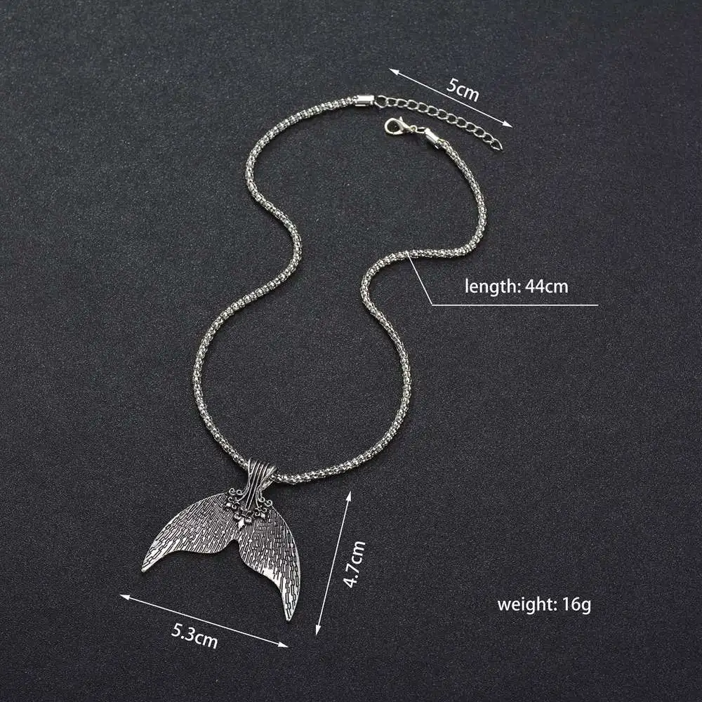 Женское этническое ожерелье винтажное с кулоном в виде хвоста русалки стиле панк